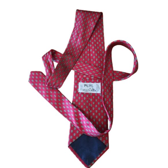 Tall Ties by Tie Rack Red Gold Paisley Silk Tie Made in Italy 157cm x 9cm Long - Picture 2 of 4
